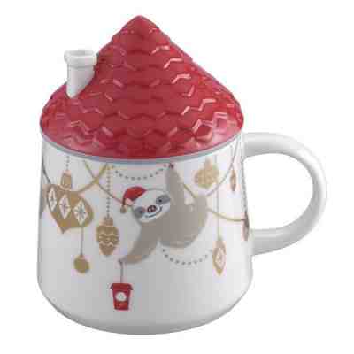 Starbucks Taiwan 2018 Holiday 12oz decorator sloth mug with lid - Sold on eBay Nov, 24th 2018 for $37.33