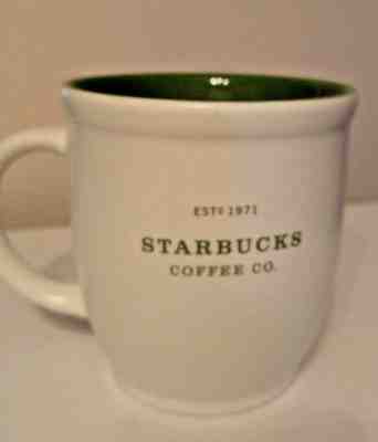 Starbucks Coffee Co Est 1971 White Cup GreenTrim 2007 18 fl oz New - Sold on eBay Oct, 12th 2018 for $10.99
