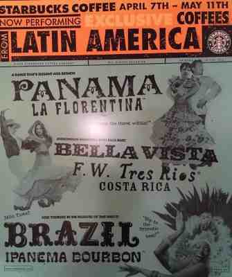 STARBUCKS Poster  "Latin America" 1999, New. - Sold on eBay Sep, 8th 2018 for $9.99