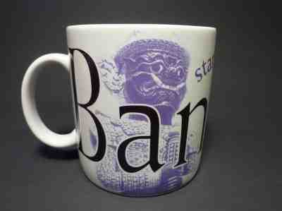 STARBUCKS BANGKOK 20 oz Coffee Cup Collector Series City Mug 2001 by Jan Belson - Sold on eBay Sep, 22nd 2018 for $19.99
