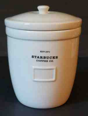 STARBUCKS 2002 Barista White Ceramic Coffee Canister Cookie Jar ~8" T x 6" W  - Sold on eBay Nov, 25th 2018 for $19.95