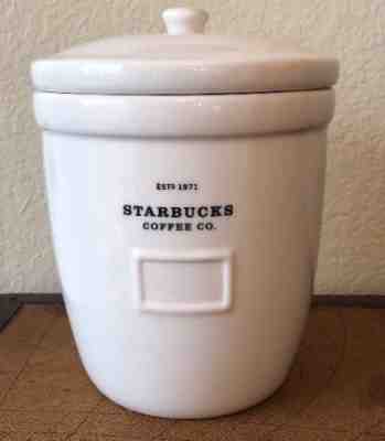 Starbucks Abbey Barista Coffee Canister Cookie Jar White Ceramic 64 Oz 2002 - Sold on eBay Nov, 24th 2018 for $19.00
