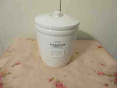  STARBUCKS 2002 Barista  White Ceramic Coffee ABBEY Canister ~6.25" T x 6" W - Sold on eBay Nov, 11th 2018 for $18.00