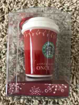 NIB Starbucks Ceramic Red 2004 Ornament hot cup tumbler to go holiday Mermaid - Sold on eBay Nov, 25th 2018 for $10.00