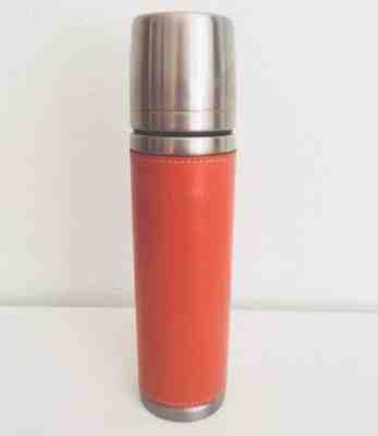 STARBUCKS Stainless Steel Thermos 2005 Pumpkin Orange Leather Sleeve 16 oz w/cup - Sold on eBay Oct, 26th 2018 for $10.00