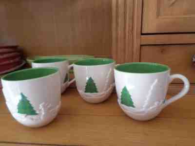 4 Starbucks 3-D White with Green Christmas Tree Holiday 2006 Coffee Mugs 16 oz - Sold on eBay Nov, 24th 2018 for $22.00