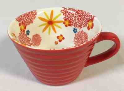 STARBUCKS 2007 RED w/ FLORAL DECORATION INSIDE 12 oz Coffee Mug Cup - Sold on eBay Nov, 25th 2018 for $16.00