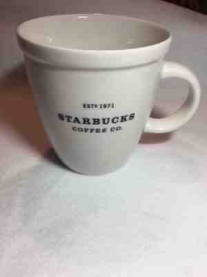 Starbucks 2007 White w Black Logo Est 1971 Barrel Mug 14 oz Cup. - Sold on eBay Nov, 24th 2018 for $5.99