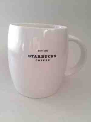 Starbucks 2008 White with Black Logo Est 1971 Barrel Coffee Mug 14 oz Cup Preown - Sold on eBay Nov, 25th 2018 for $3.70