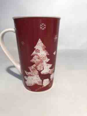 Starbucks Tall Christmas Holiday Mug Red White Tree Dove Deer 2008 16 oz  EUC - Sold on eBay Nov, 25th 2018 for $11.99