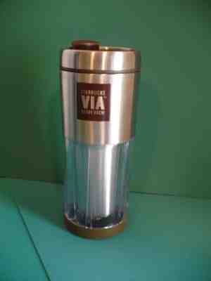 Starbucks VIA Ready Brew Stainless Steel Tumbler Travel Cup 10 Oz 2009 EUC - Sold on eBay Nov, 24th 2018 for $5.75