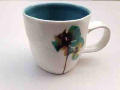 Starbucks 2009 Bone China Teal Aqua Watecolor Iris Flower Floral Coffee Mug - Sold on eBay Nov, 23rd 2018 for $9.00