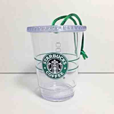 2009 Starbucks Cold Cup Old Logo Christmas Plastic Ornament - Sold on eBay Nov, 23rd 2018 for $10.96
