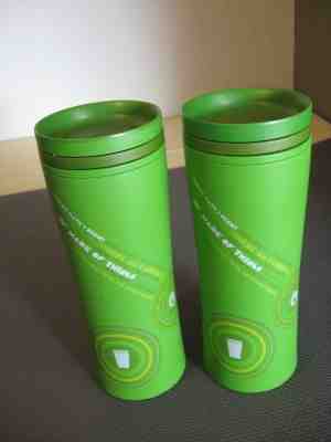 Set of 2 Starbucks 2010 recycled green tumbler 16 oz. travel insulated clean - Sold on eBay Nov, 25th 2018 for $10.99