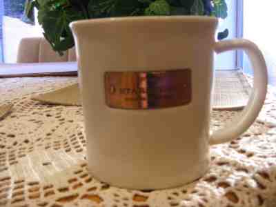 Starbucks Coffee MUG 2010 White with Copper Logo Plate 16 oz - Sold on eBay Nov, 24th 2018 for $5.00