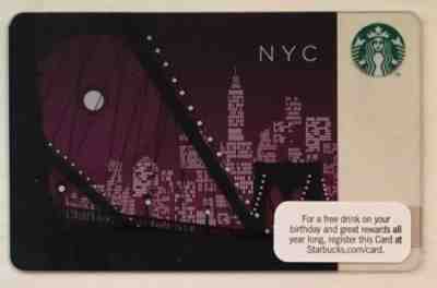 Starbucks 2011 NYC City Lights Purple Bridge Card RARE - Sold on eBay Nov, 25th 2018 for $7.99