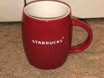 Starbucks 2011 Coffee Red Cup Mug  Barrel Shape with Engraved White Letters - Sold on eBay Nov, 24th 2018 for $12.50