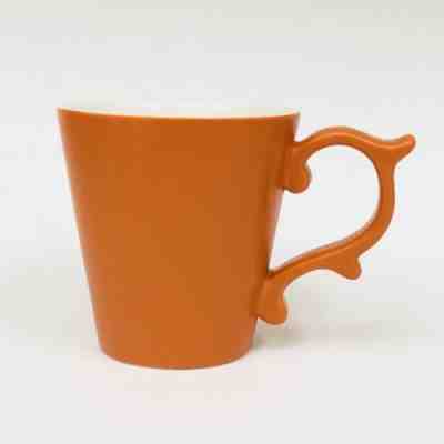 Starbucks 2012 Rococo Matte Orange TAZO Tea Mug Scroll Handle Teavana Cup - Sold on eBay Nov, 25th 2018 for $20.00