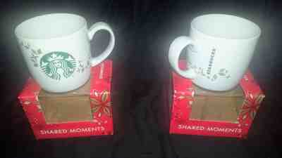 STARBUCKS 2013 14oz SHARED MOMENTS CHRISTMAS XMAS COFFEE MUG GIFT SET NIB-2 mugs - Sold on eBay Nov, 24th 2018 for $10.00