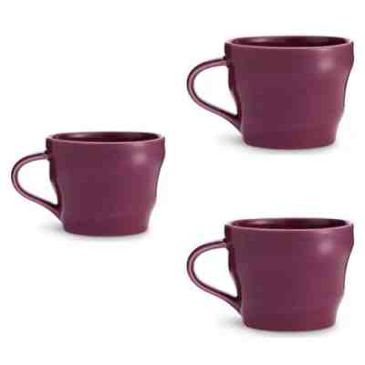 STARBUCKS Berry Purple Curved Swirl MUG CUP 12 Oz 2014~set Of 3 NEW - Sold on eBay Nov, 25th 2018 for $19.99