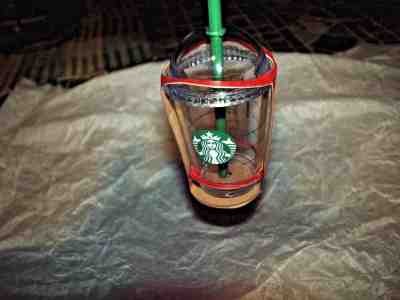 STARBUCKS ORNAMENT COLD CUP FRAPPUCCINO CLEAR WITH DOME LID & STRAW 2015 NEW  - Sold on eBay Nov, 25th 2018 for $9.99