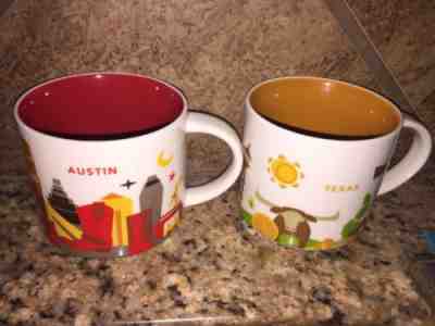 Lot Starbucks You Are Here Texas +!Austin Mugs 2015 14oz EUC - Sold on eBay Nov, 25th 2018 for $24.99