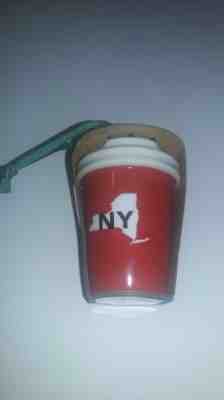 2016 Starbucks Red New York State Ceramic Cup Ornament NEW + GIFT - Sold on eBay Nov, 25th 2018 for $7.50