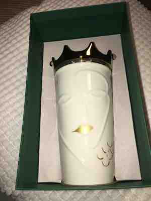 Starbucks 2016 Siren Ceramic Travel Mug Tumbler with Gold Crown Lid 10 oz - BNIB - Sold on eBay Nov, 25th 2018 for $54.99