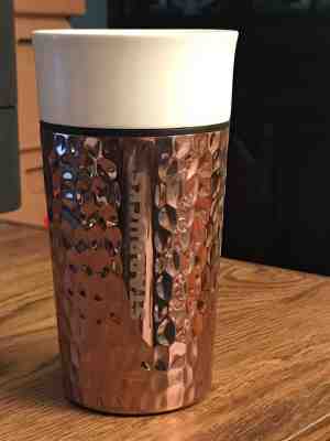 2016 STARBUCKS INSULATED TUMBLER METALLIC OUTER,WHITE INNER 12 OZ  6 1/4 X 3 1/2 - Sold on eBay Nov, 25th 2018 for $5.00