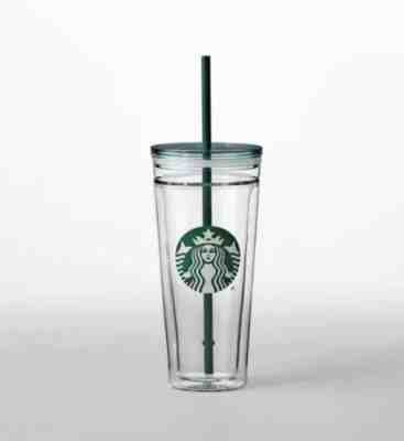 Starbucks 2016 Clear Glass Double Wall Tumbler Cold Cup Venti 20oz - Sold on eBay Nov, 24th 2018 for $49.99