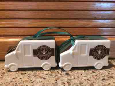2 Starbucks Ornament Pikes Place Delivery Truck Christmas 2016 Ceramic - Sold on eBay Nov, 24th 2018 for $10.99