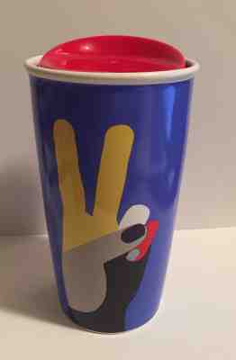 Starbucks Coffee 2017 Christmas PEACE Ceramic Tumbler Travel To Go Mug 12 oz New - Sold on eBay Nov, 25th 2018 for $19.12