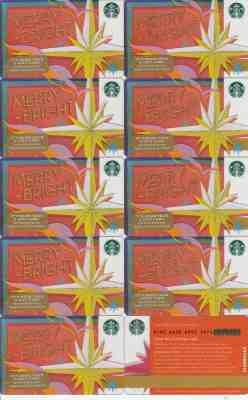 10 2017 ORIGINAL STARBUCKS HOLIDAY GIFT CARDS ~MERRY BRIGHT~ NO VALUE PIN COVER - Sold on eBay Nov, 25th 2018 for $10.00