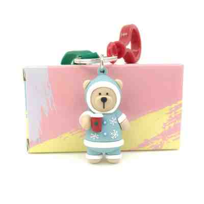 New Starbucks 2017 China Christmas Blue Jacket Bear Keychain Bearista Bear Cafe - Sold on eBay Nov, 25th 2018 for $9.99