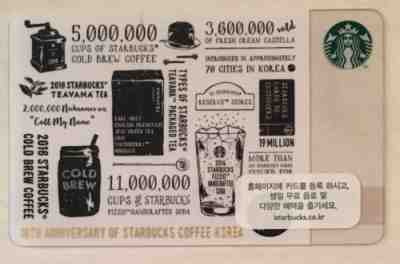 Starbucks 2017 KOREA 18th Anniversary White Card - Sold on eBay Nov, 24th 2018 for $5.20