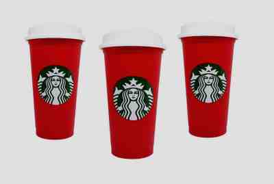 2018 Starbucks Holliday Red Reusable Travel Cup - (Grande 16 Oz) 3 Cups - Sold on eBay Nov, 25th 2018 for $20.50