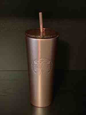 NEW 2018 Starbucks Rose Gold Glitter Stainless Steel Logo 24 oz Cold Cup Tumbler - Sold on eBay Nov, 25th 2018 for $38.88