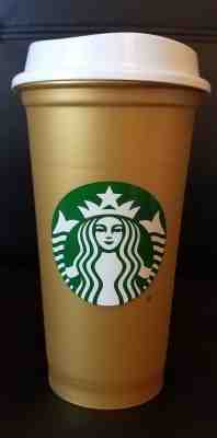 NEW Starbucks 2018 Gold Matte Iridescent Reusable 16oz Traveler Drink Cup  - Sold on eBay Nov, 25th 2018 for $9.99