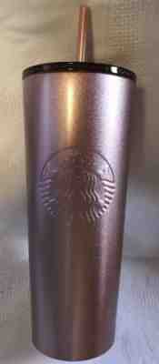 Starbucks Rose Gold Pink Glitter Cold Cup Tumbler 24oz Venti - 2018 - New - Sold on eBay Nov, 24th 2018 for $30.00