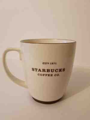 Starbucks 2006 Barista Abbey White Brown Lettering Est. 1971 18 oz coffee mug - Sold on eBay Nov, 28th 2018 for $20.00