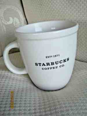 STARBUCKS 2001 BARISTA WHITE BLACK LETTERED  EST1971 COFFEE Co. 18 oz. MUG CUP - Sold on eBay Nov, 27th 2018 for $8.69
