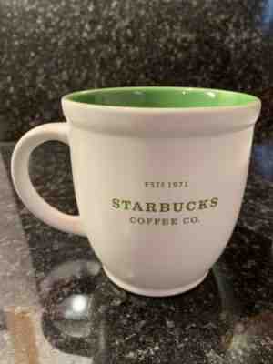 2007 STARBUCKS EST. 1971 COFFEE MUG, WHITE, GREEN INSIDE 4.5” TALL, 18 OZ. - Sold on eBay Nov, 27th 2018 for $9.00