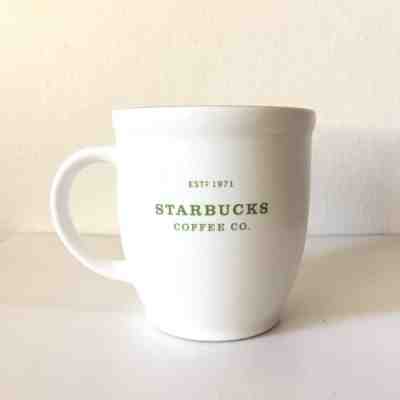Starbucks Coffee Mug "Est 1971"  White with Green Interior 18 oz, 2007 - Sold on eBay Nov, 27th 2018 for $25.00