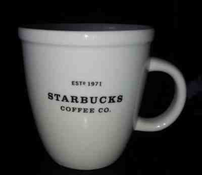 STARBUCKS WHITE MUG Barista Est 1971 Black Lettering Vintage 2001 Very Good - Sold on eBay Nov, 27th 2018 for $14.96