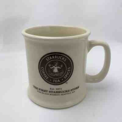 First Starbucks Store Pike Place Est. 1971 14 oz. Beige Topless Mermaid Logo Mug - Sold on eBay Nov, 13th 2018 for $22.99