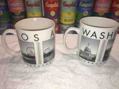 Very Nice PAIR Starbucks City Scenes Mugs Washington DC 2003 & Los Angeles 2005 - Sold on eBay Nov, 26th 2018 for $20.00