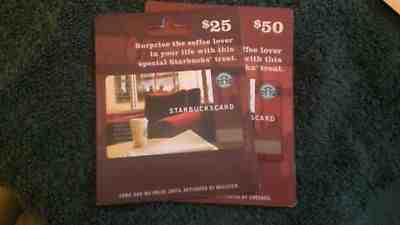 14 Years Old 2004 STARBUCKS $25 & $50 Hangar Gift Cards Red Sofa Never Used - Sold on eBay Oct, 31st 2018 for $5.03