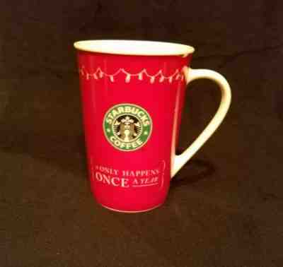 Starbucks 2005 Christmas Mug 12 oz. Red with White Silhouette Green Logo  - Sold on eBay Nov, 28th 2018 for $14.99