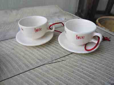 2005 STARBUCKS Miniature Coffee Cup HOLIDAY Christmas ORNAMENT Love Joy Wish 2pc - Sold on eBay Nov, 26th 2018 for $6.50