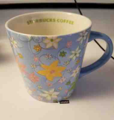 Starbucks 2005 Blue Spring Floral Flowers 16 oz Coffee Mug - Sold on eBay Nov, 25th 2018 for $10.00
